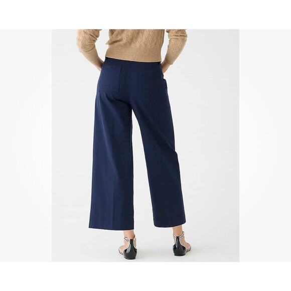 J. Crew Sydney Wide-Leg Pant in Bi-Stretch Cotton Blend Navy Blue Size 4 NWT - Picture 2 of 12